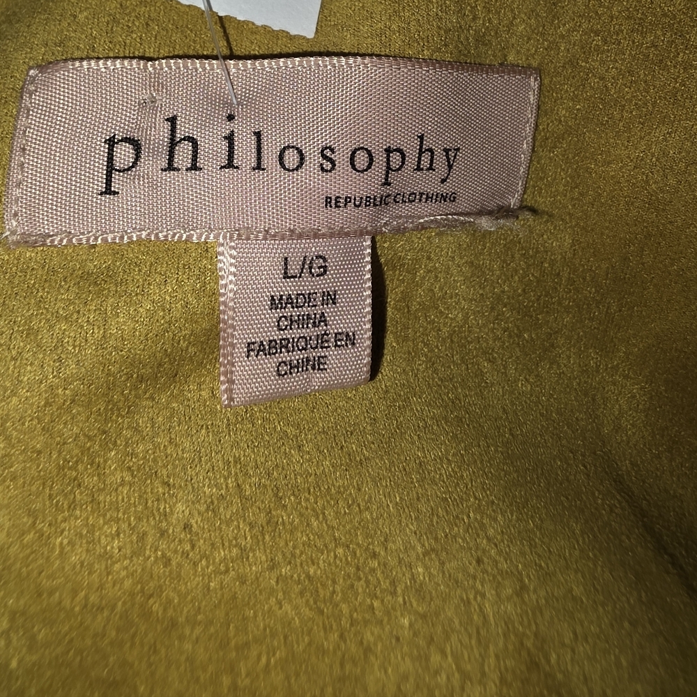 Philosophy Mustard Faux Suede moto jacket Size Large. - Picture 6 of 10